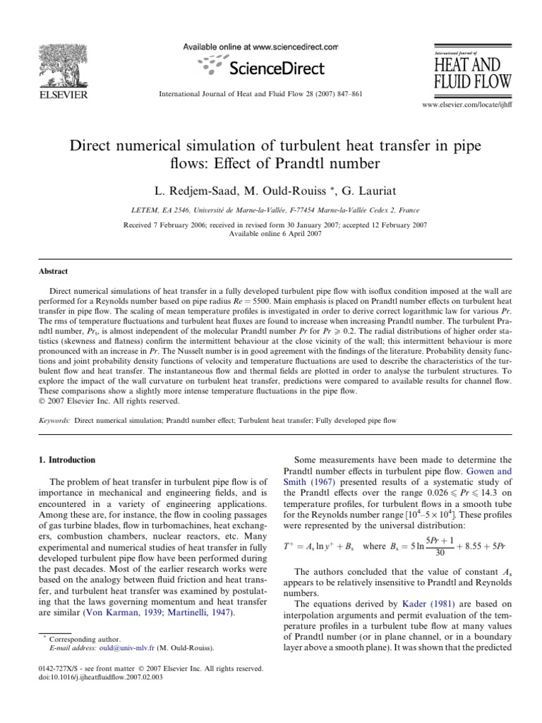 2007 Saad - Direct Numerical Simulation of Turbulent Heat Transfer in ...