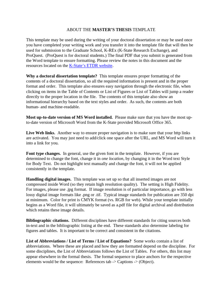 Master's Thesis Template Guide | PDF | Microsoft Word