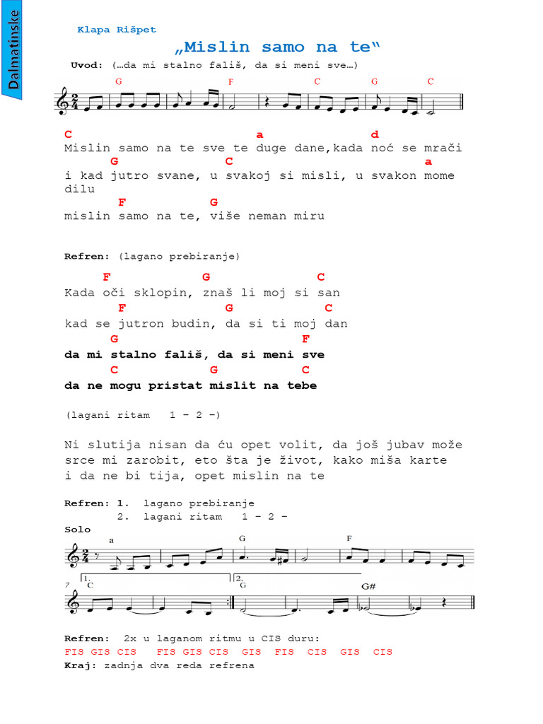 Mislin Samo Na Te | PDF