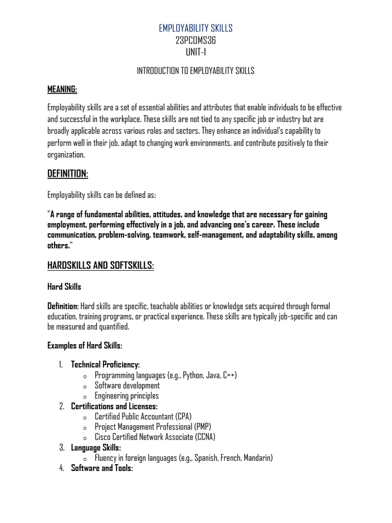 Essential Employability Skills Overview | PDF | Skill | Employment