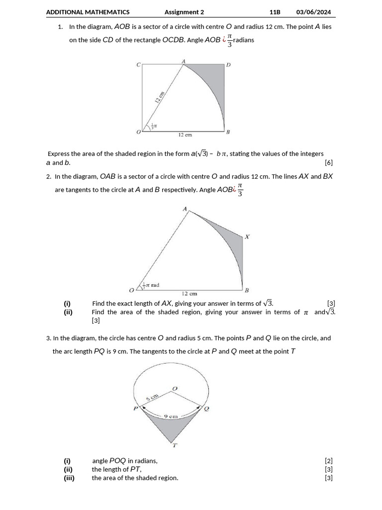 ADDITIONAL Maths | PDF | Circle | Angle