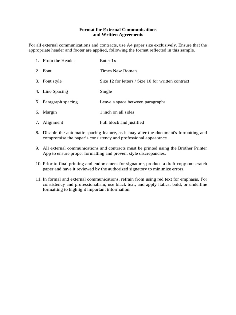 External Communication Formatting Guide | PDF
