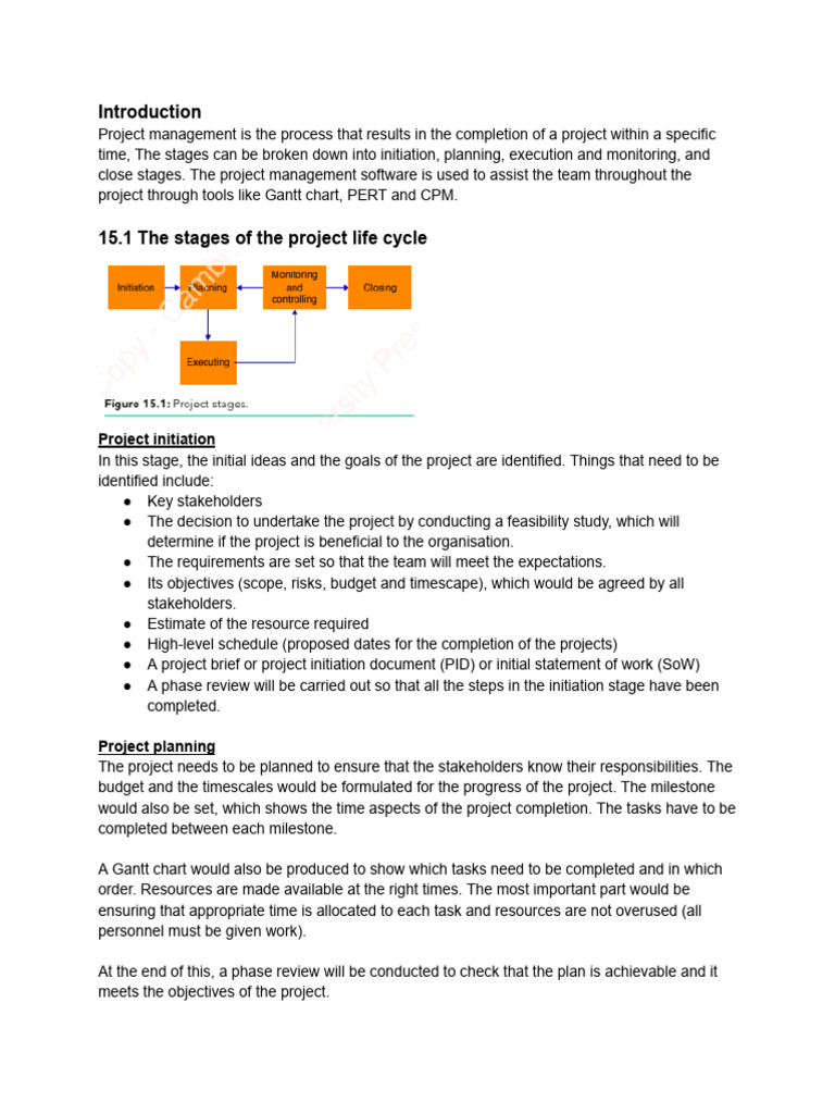 Summary of Chapter 15 Project Management (Archie - 12B) | PDF | Project ...