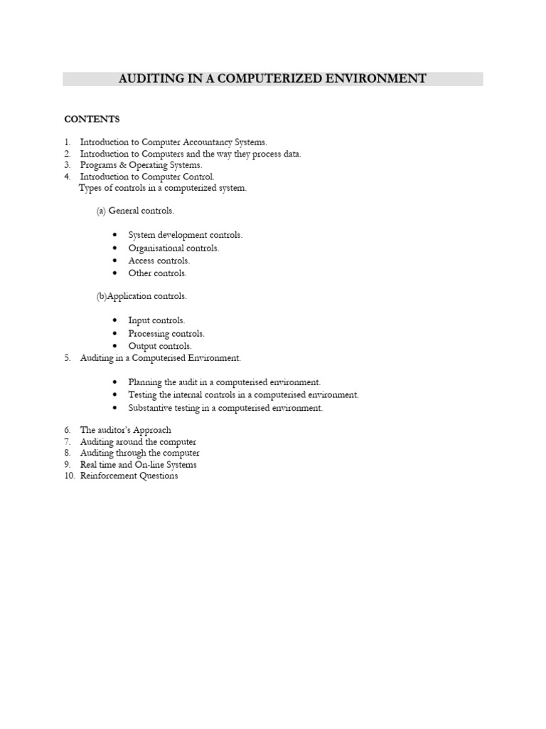 Auditing in Computerized Environments | PDF | Audit | Computer File