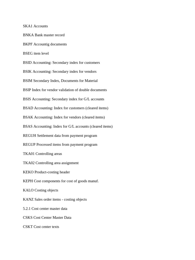 SAP FICO Table Overview and Descriptions | PDF | Accounting | Business ...