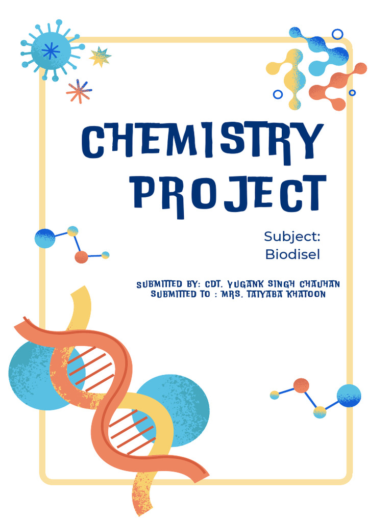 Blue and Yellow Doodle Chemistry Project Cover A4 Document | PDF