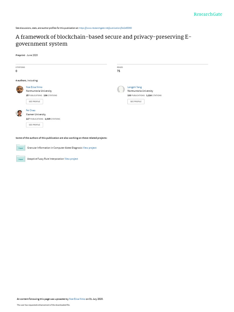 Blockchain Framework for E-Government | PDF | Computer Network | Security
