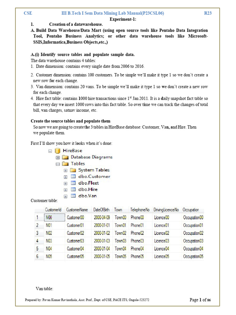Data Mining Lab Manual: Warehouse Creation | PDF | Data Warehouse ...