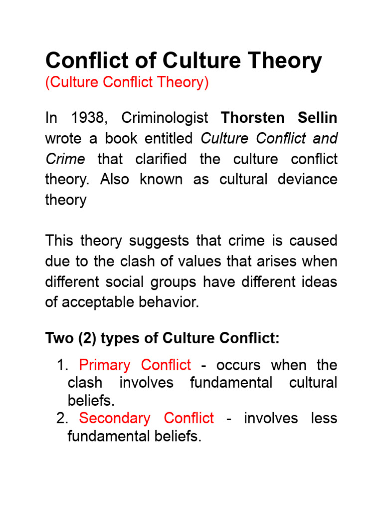 Culture Conflict Theory Explained | PDF