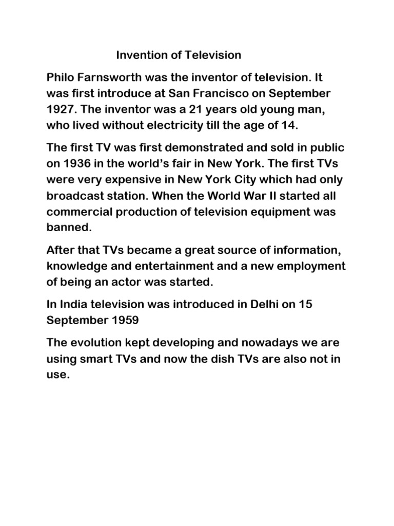 Invention of Television - Rose White | PDF
