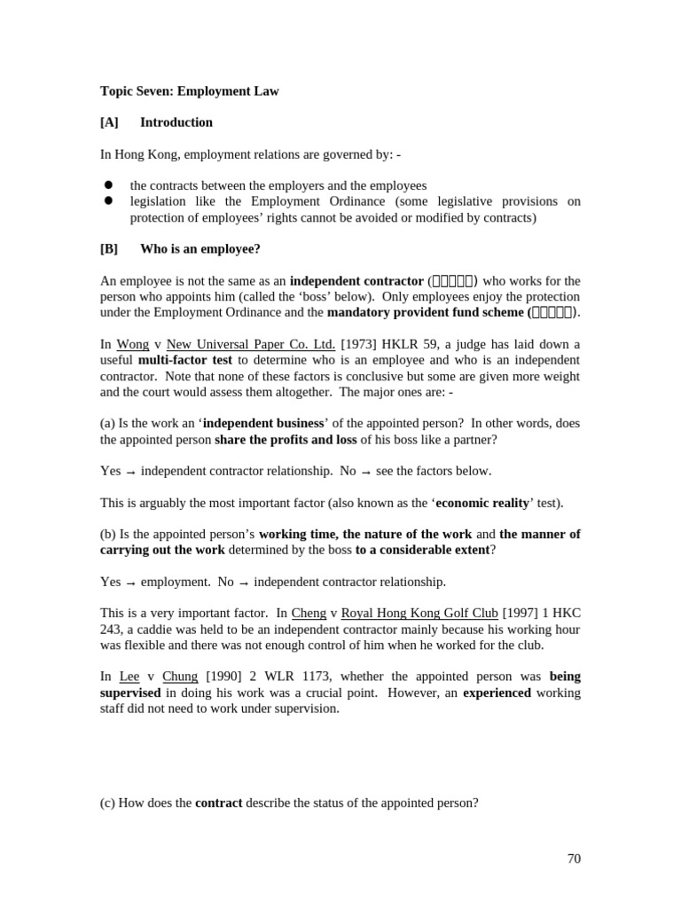 Hong Kong Employment Law Overview | PDF | Employment | Discrimination
