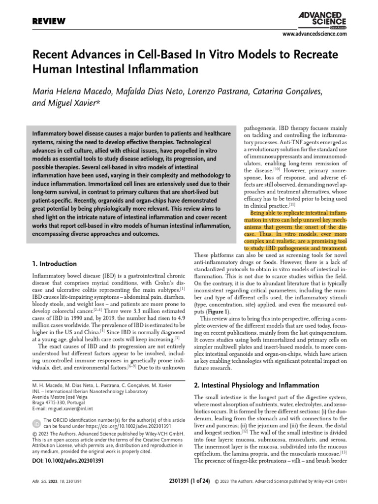 ADVS-10-2301391 | PDF | Macrophage | Inflammatory Bowel Disease