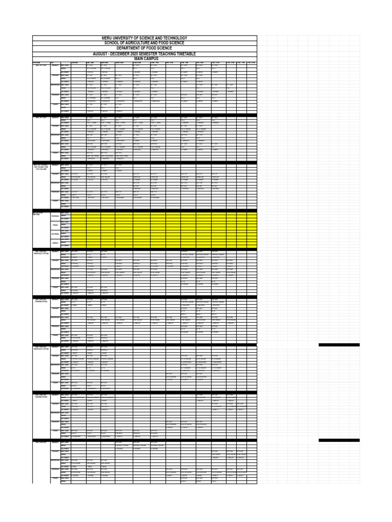 September - December 2025 Semester Teaching Timetable | PDF