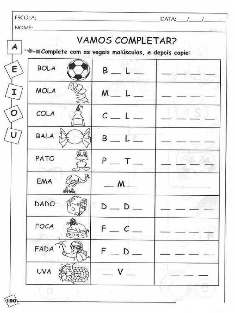 Completar Letras em Falta Palavras | PDF