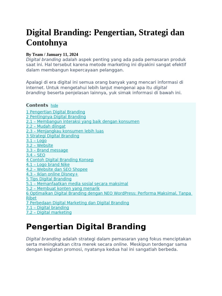 Contoh Digital Branding yang Efektif | PDF