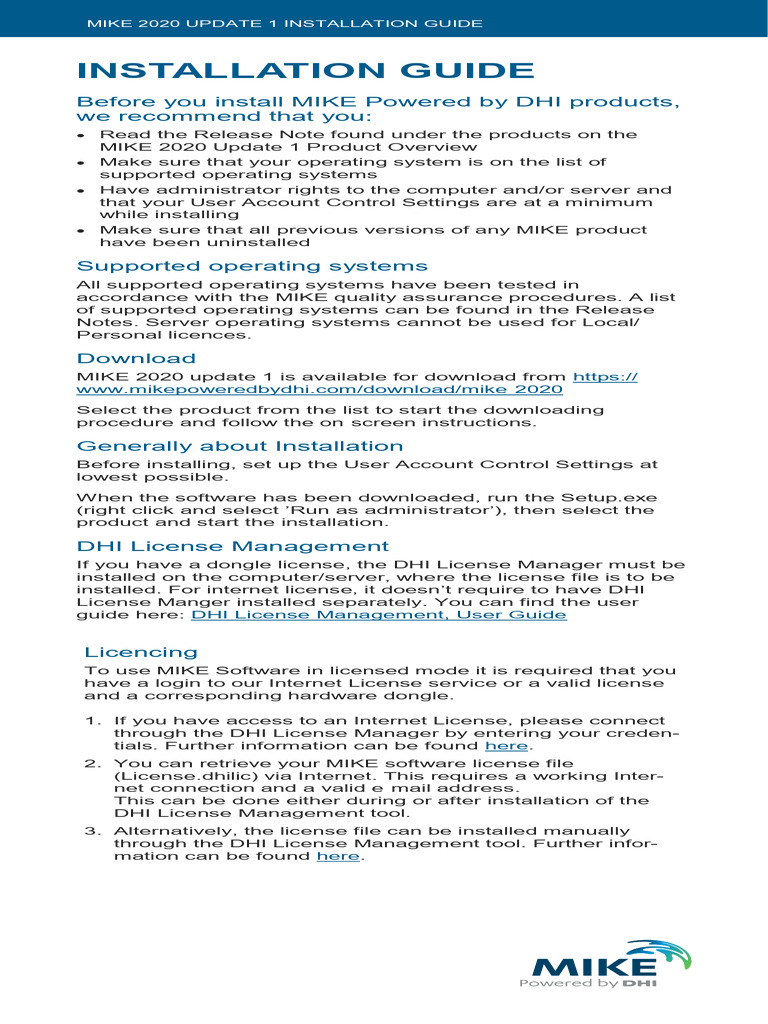 MIKE 2020 Update 1 Installation Guide | PDF | Arc Gis | Computing