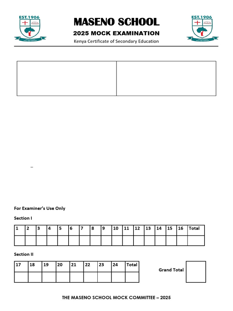Maseno Mock p2 Compressed 1756733384 | PDF | Circle | Latitude