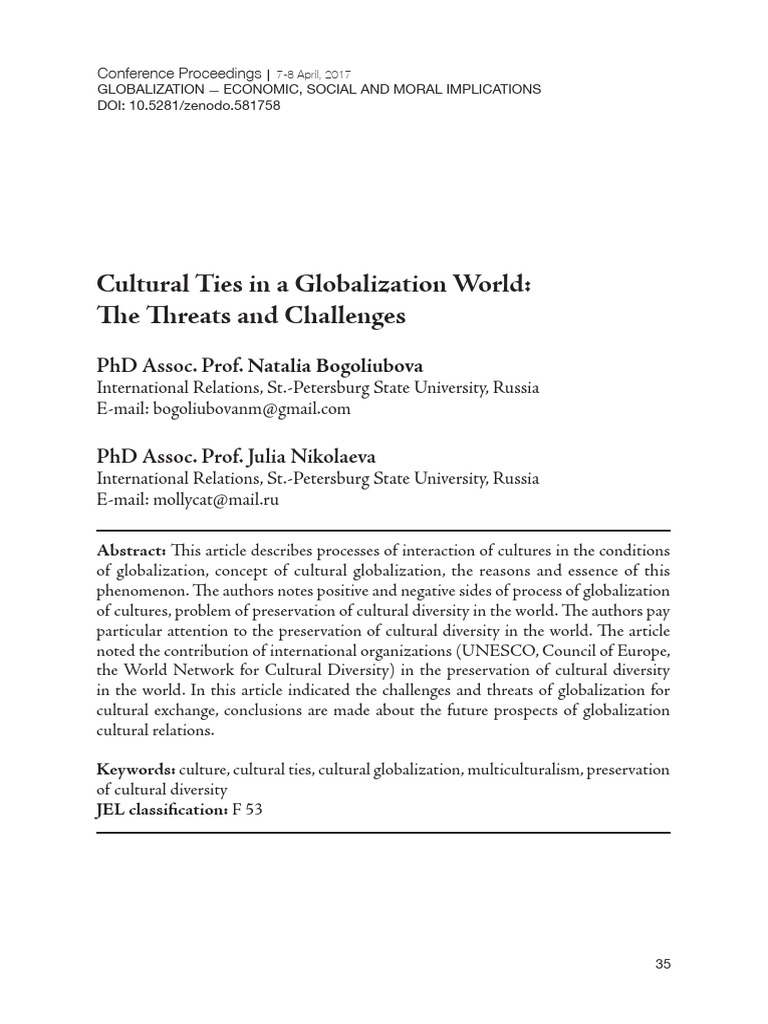 Cultural Diversity Threatened by Globalization | PDF | Cultural ...