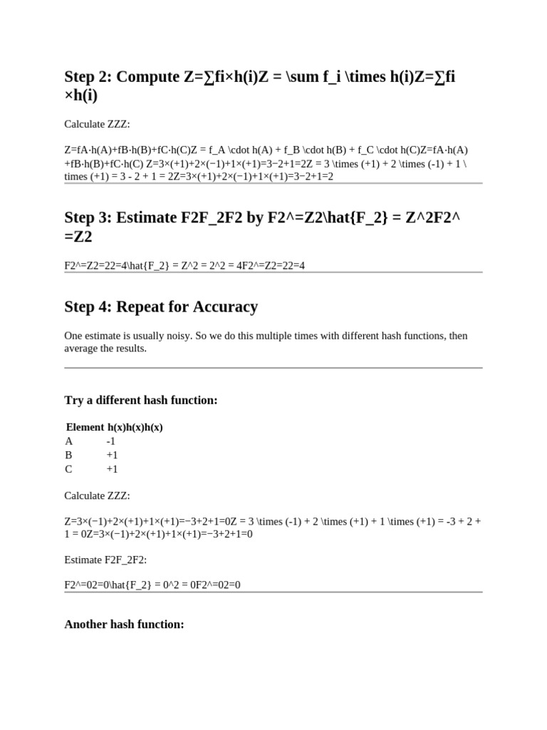 Estimating F2 Using Hash Functions | PDF