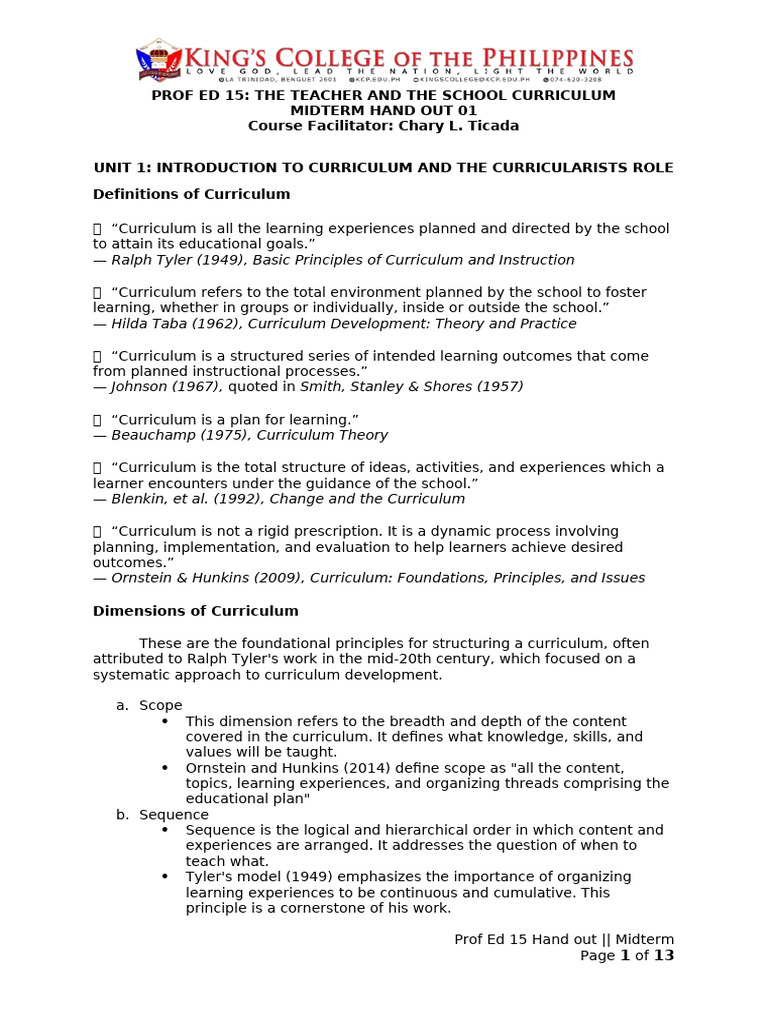 Understanding Curriculum Development Principles | PDF | Curriculum ...