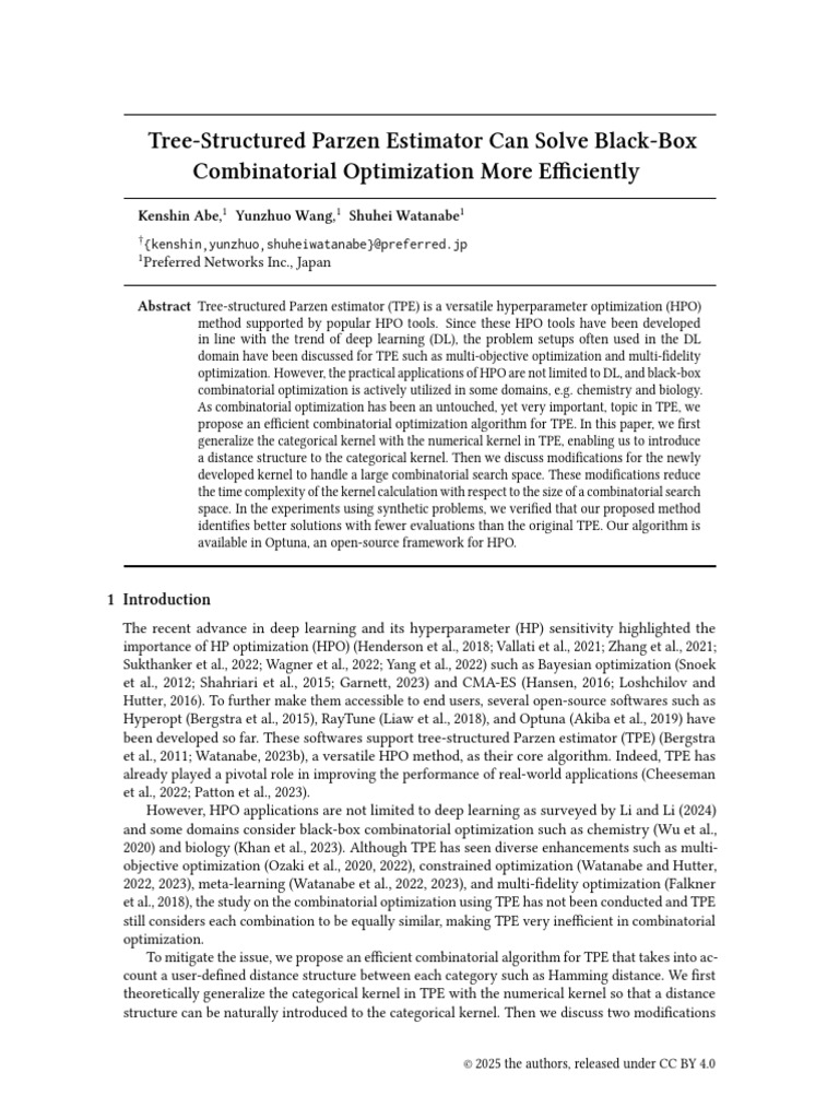 Efficient TPE for Combinatorial Optimization | PDF | Mathematical ...