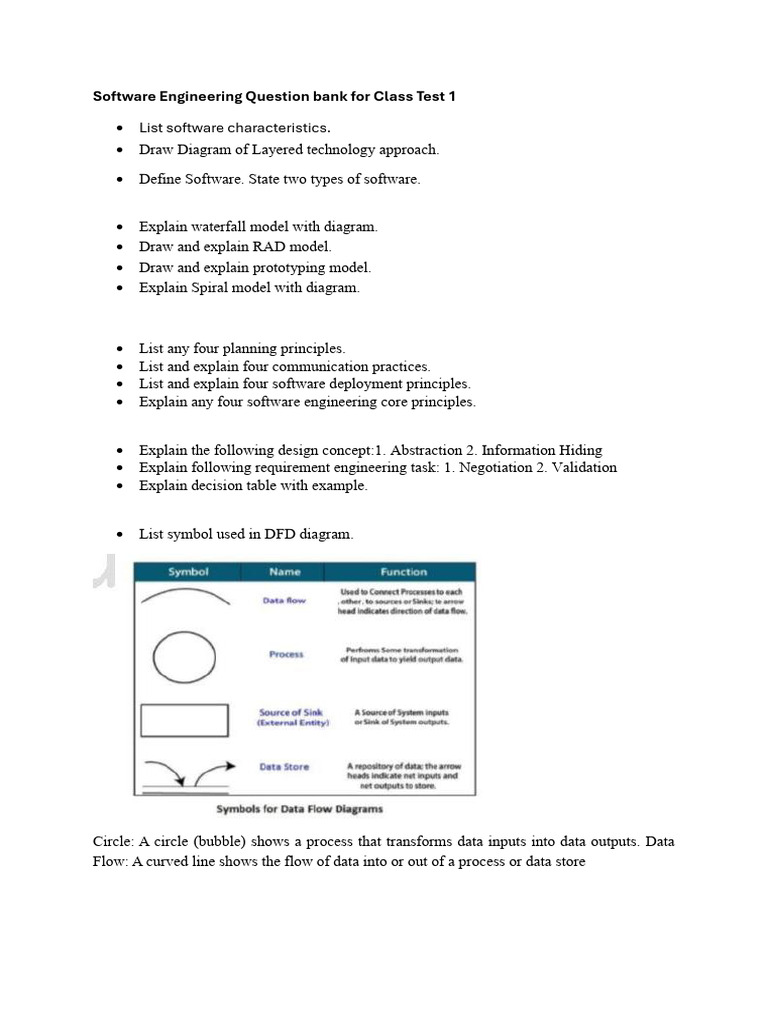 Software Engineering Class Test Questions | PDF | Computer Engineering ...