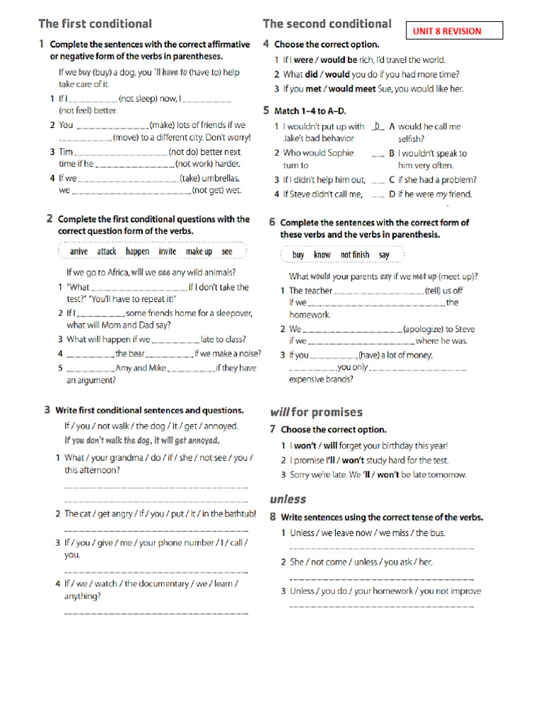 Unit 8 Revision Exercises Guide | PDF | Grammar | Syntax