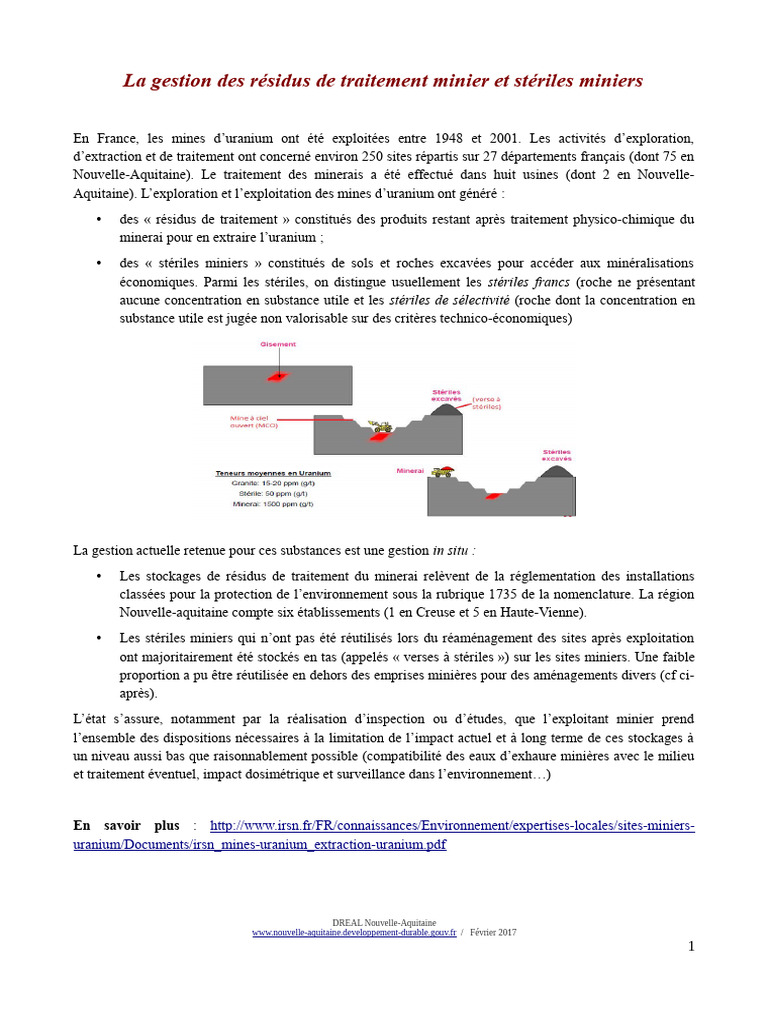 Gestion des résidus miniers en France | PDF | Exploitation minière ...