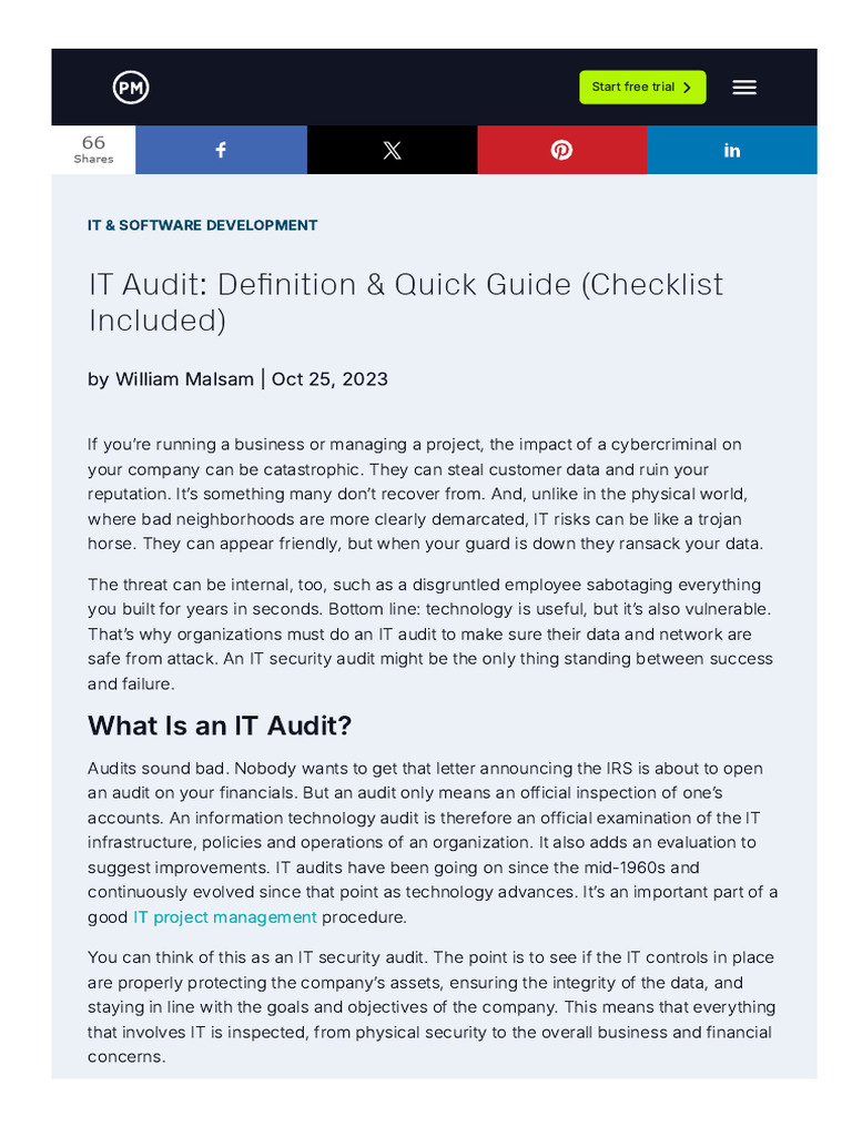Essential IT Audit Guide & Checklist | PDF | Computer Security | Security