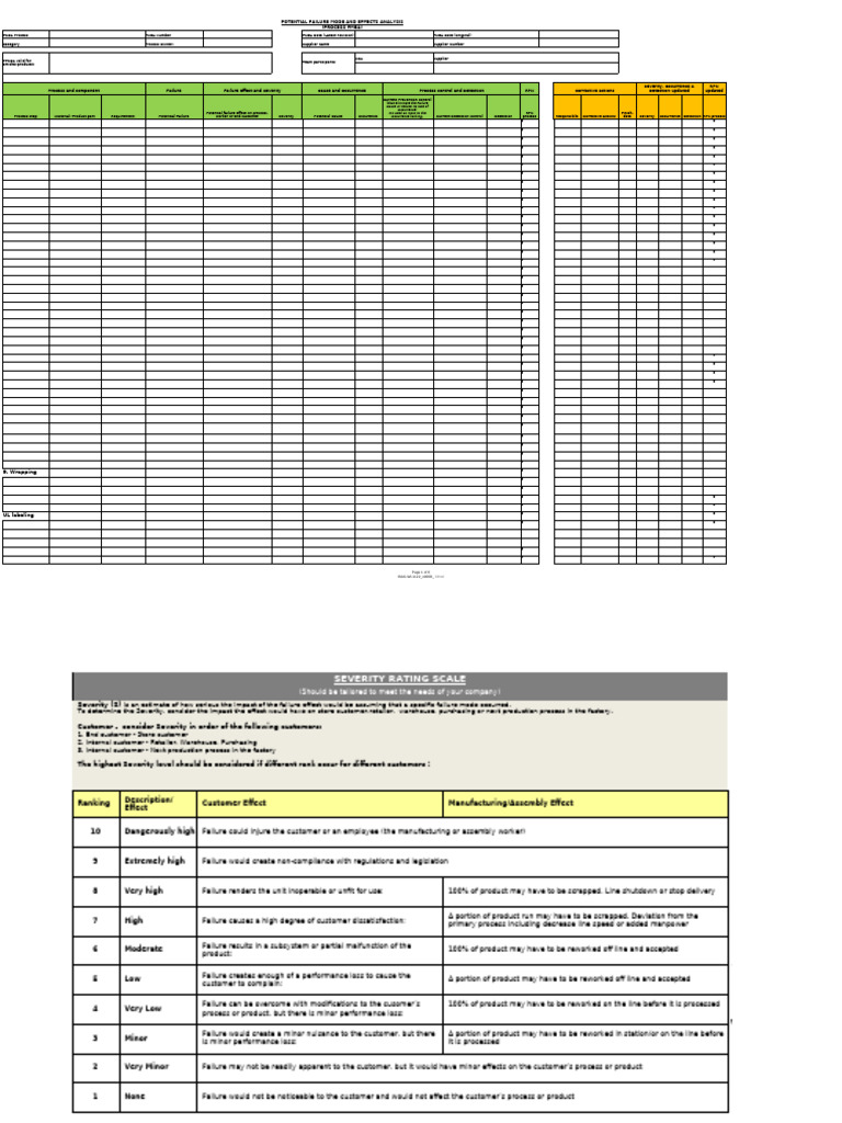 PFMEA Template and Guidelines | PDF