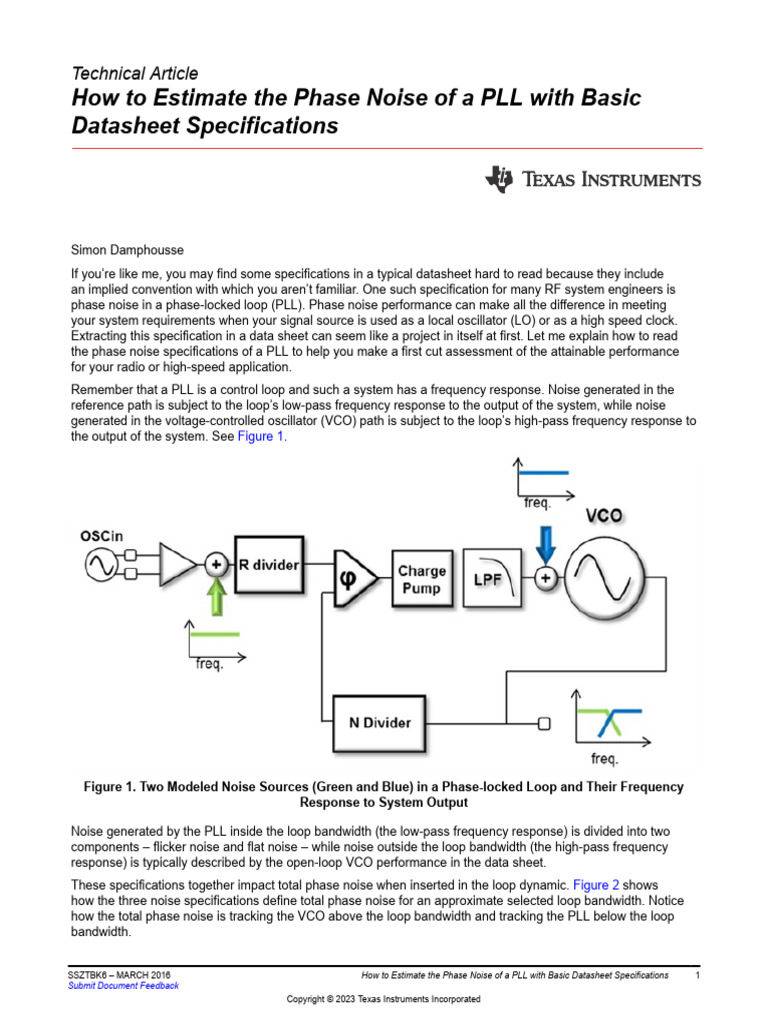Estimating PLL Phase Noise from Datasheets | PDF | Electrical ...