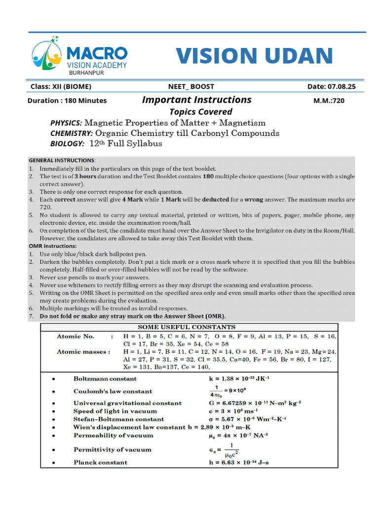 Burhanpur NEET Physics & Chemistry Guide | PDF | Magnetic Field ...