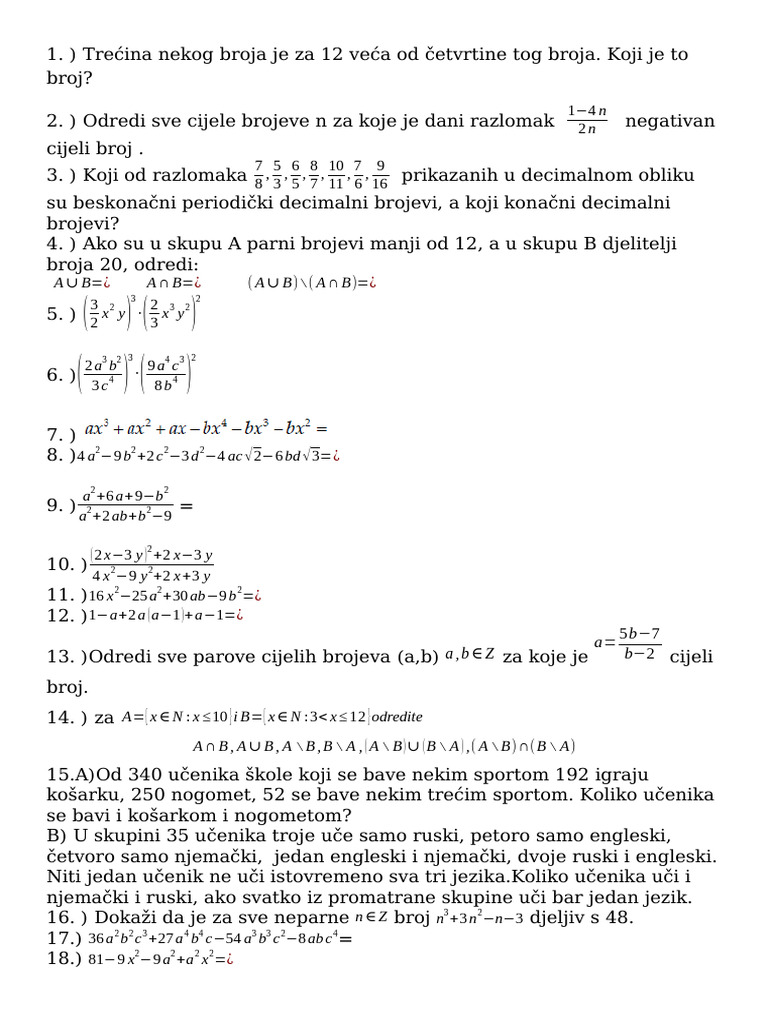 Priprema Za Prvi Test | PDF