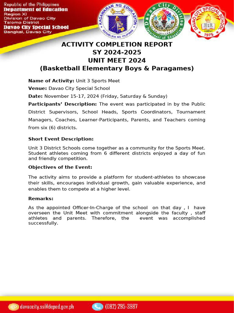 Unit Meet 2024 Activity Report | PDF