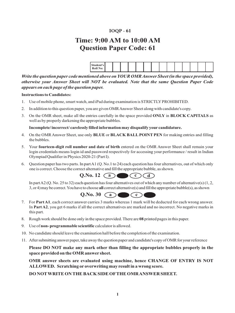 NSEP 2020 Exam Instructions and Details | PDF | P–N Junction | Electronvolt