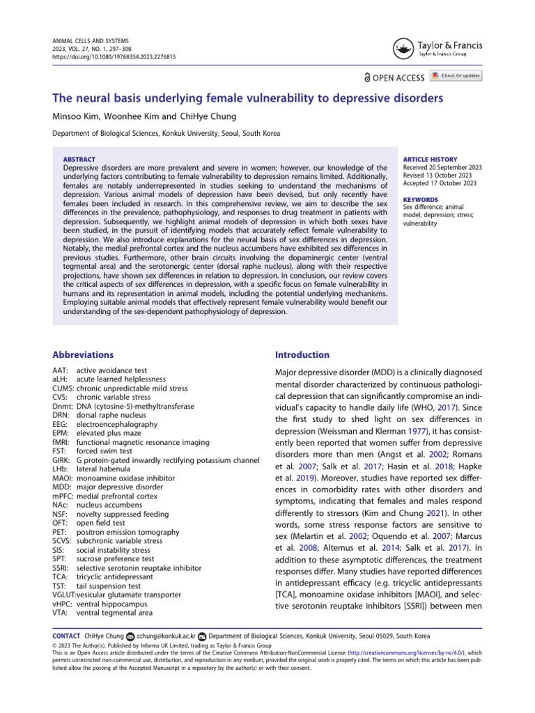 Female Vulnerability to Depression Explained | PDF | Major Depressive ...