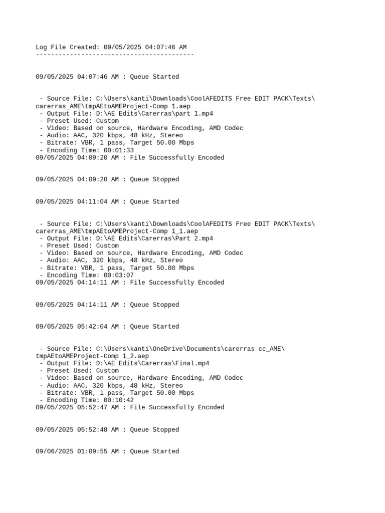 Video Encoding Log Summary | PDF | Codec | Computer Data