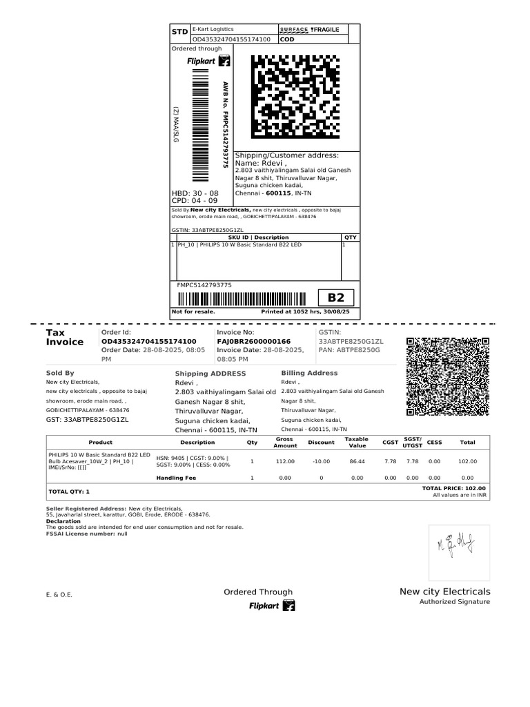 Philips 10W LED Bulb Invoices | PDF | Invoice | Taxes