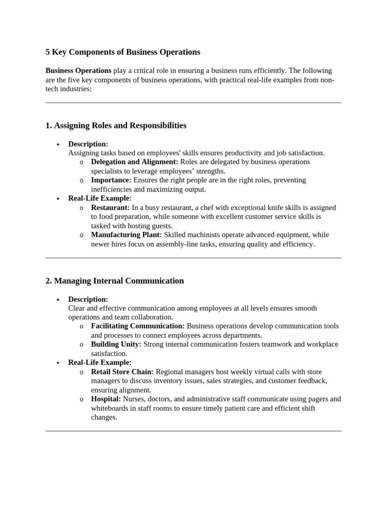 Key Components of Business Operations | PDF | Regulatory Compliance ...