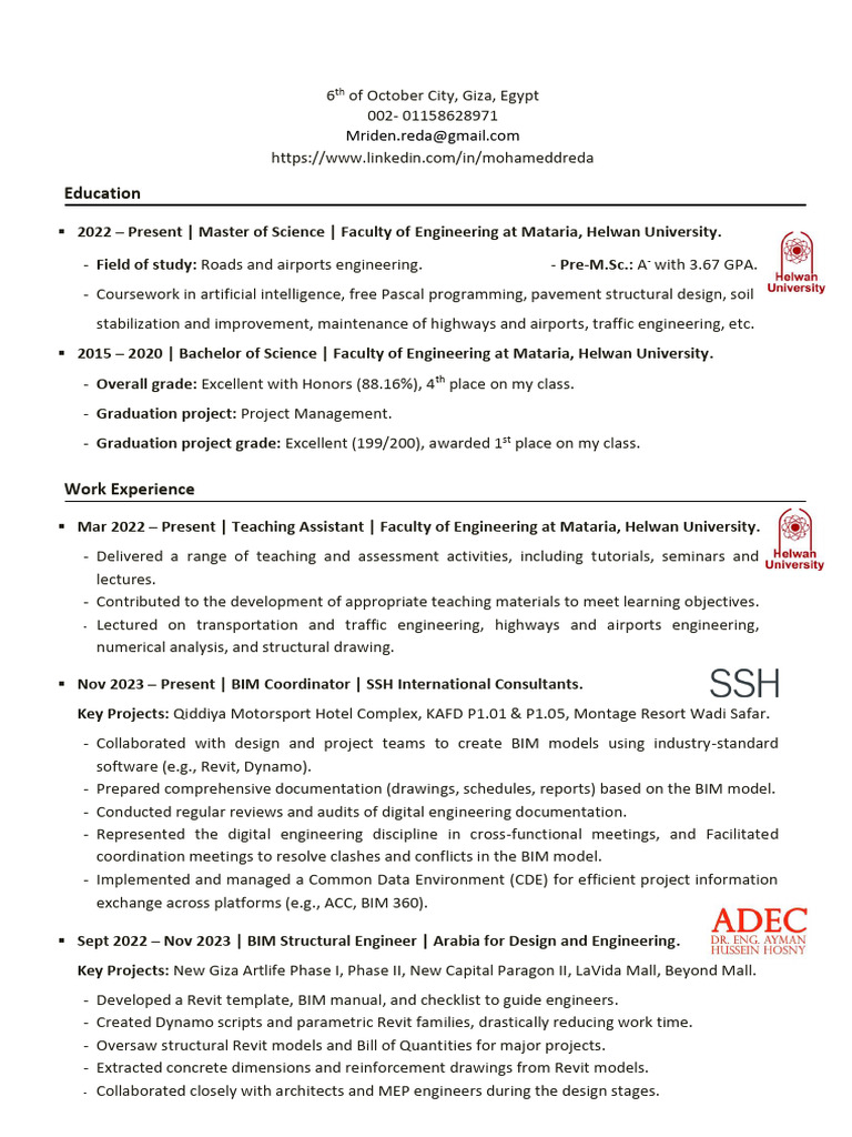 Mohamed Reda - BIM Structural Engineer | PDF | Building Information ...