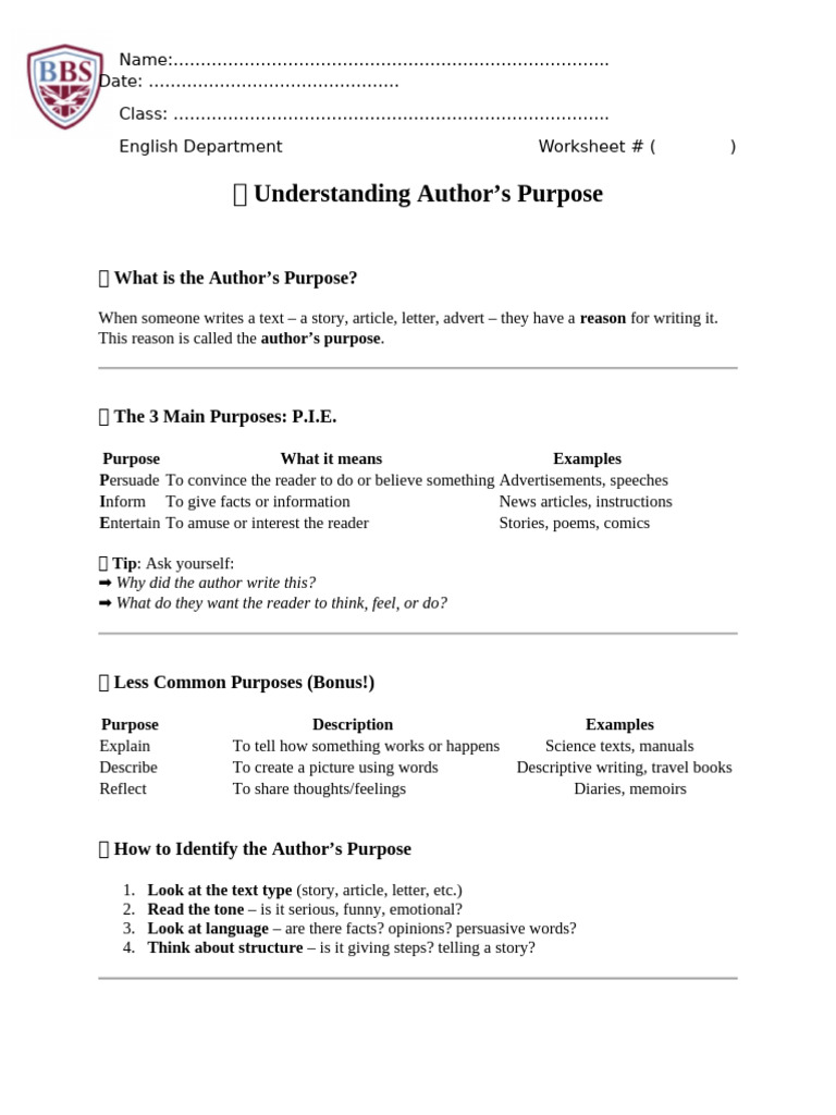 Author's Purpose in Writing Explained | PDF | Spider