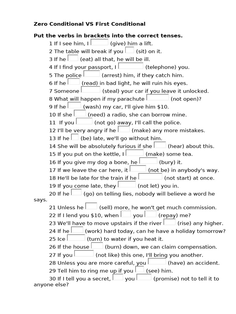 Zero First Conditional Speaking Ejercicios De Ingles 768x1024