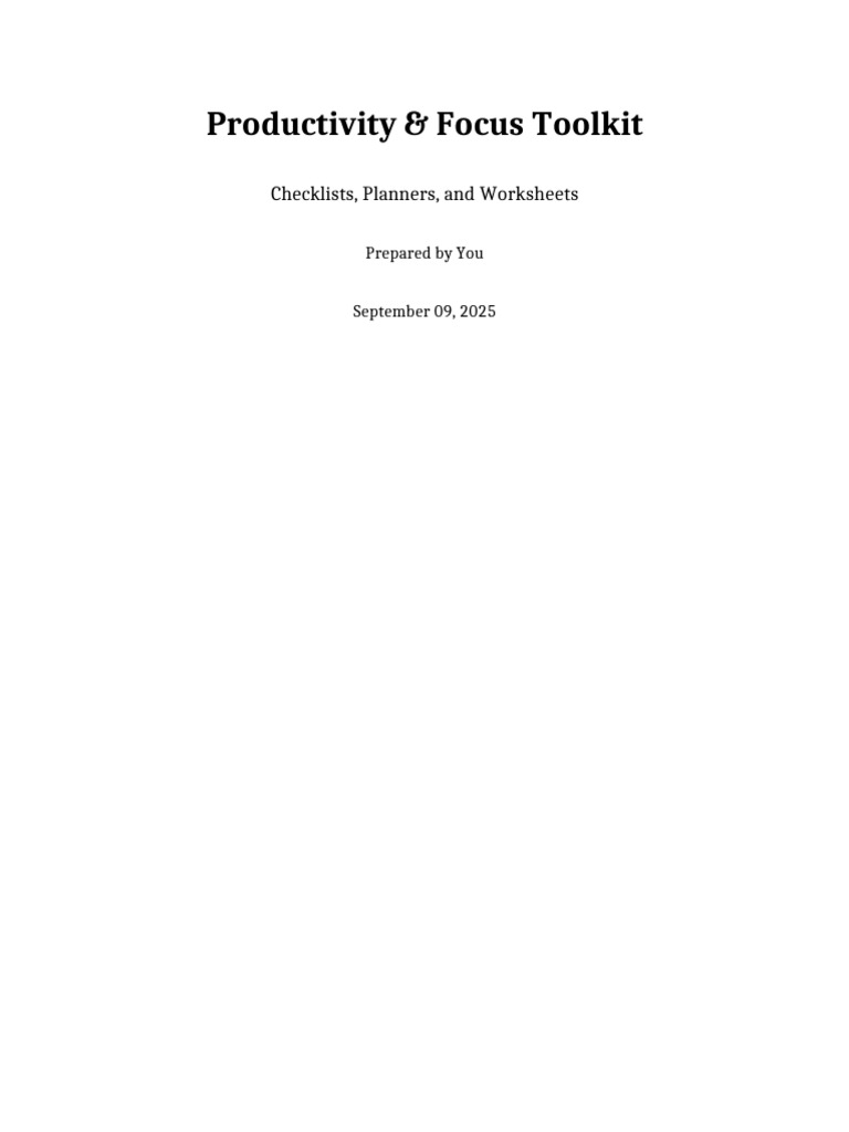 Productivity & Focus Toolkit Guide | PDF