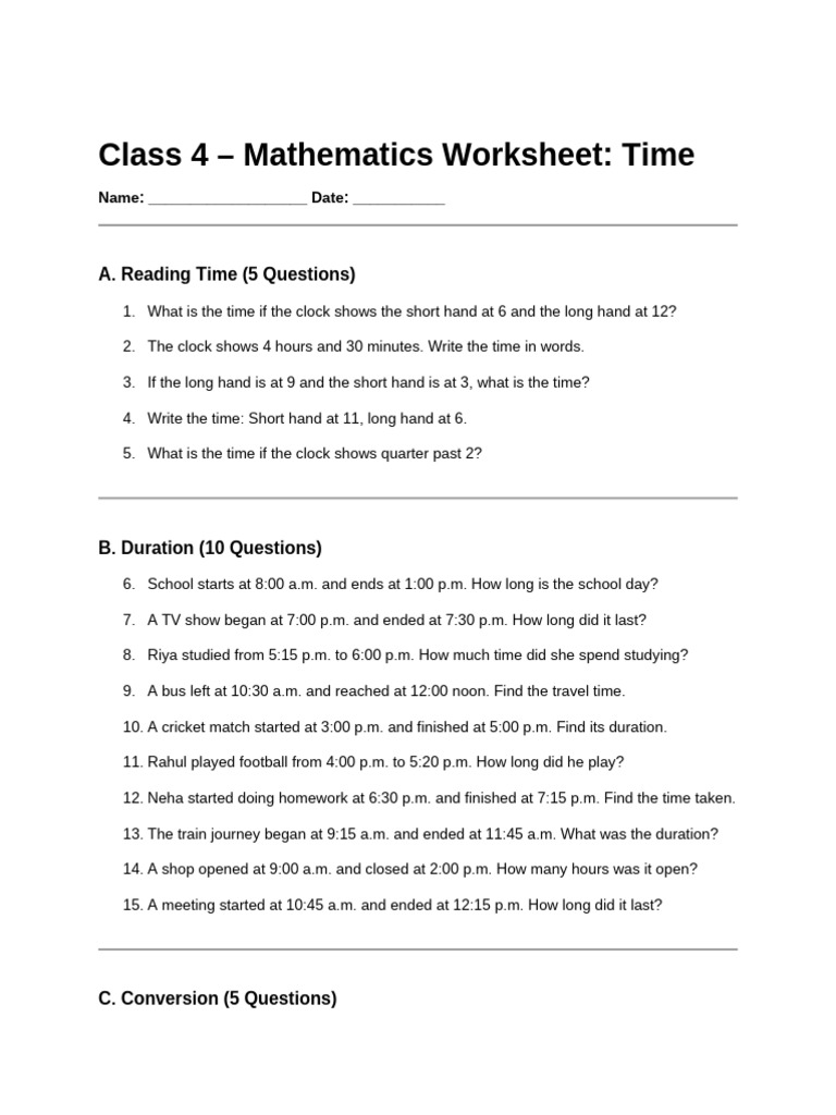 Class 4 Time Worksheet | PDF | Chess Openings | Chess Theory