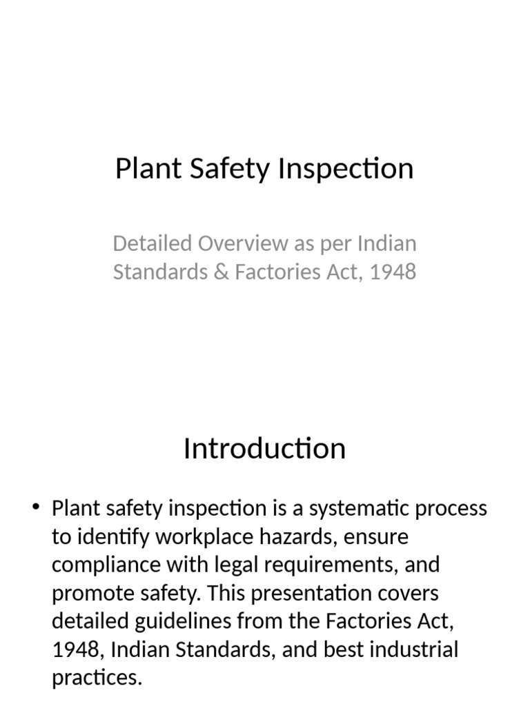 Plant Safety Inspection Guidelines | PDF | Safety | Audit