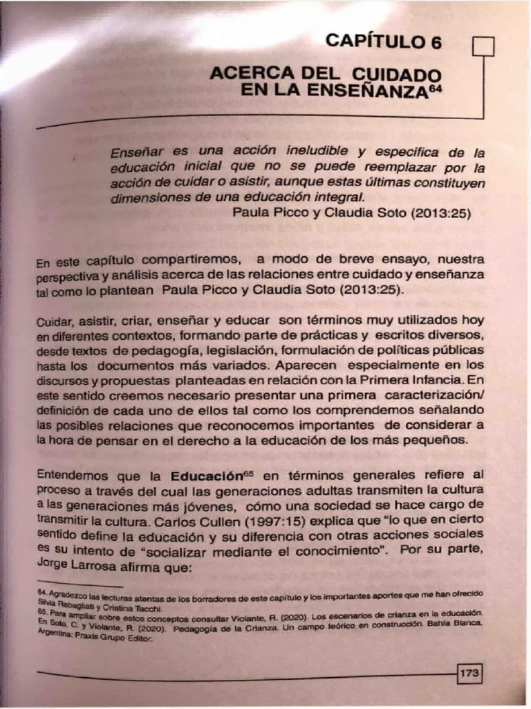 Cuidado y enseñanza en la educación infantil | PDF | Educación de la ...
