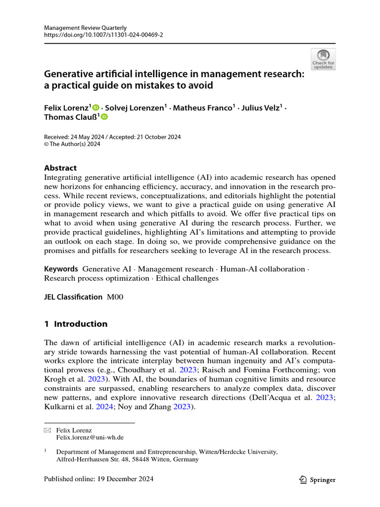 GEN AI in Management Research | PDF | Artificial Intelligence ...