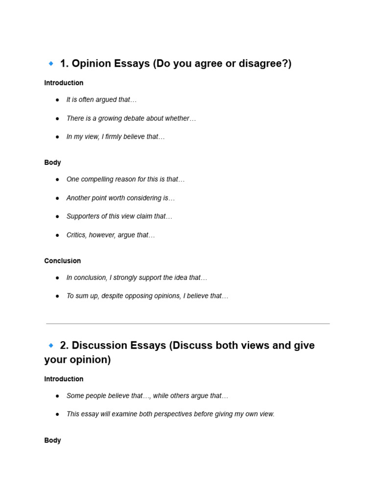 Essay Types: Opinion, Discussion, Solutions | PDF