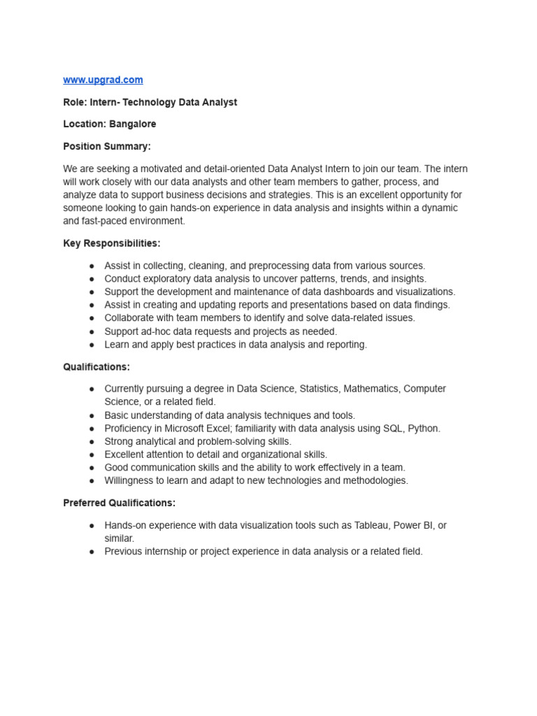 Intern Data Analyst | PDF