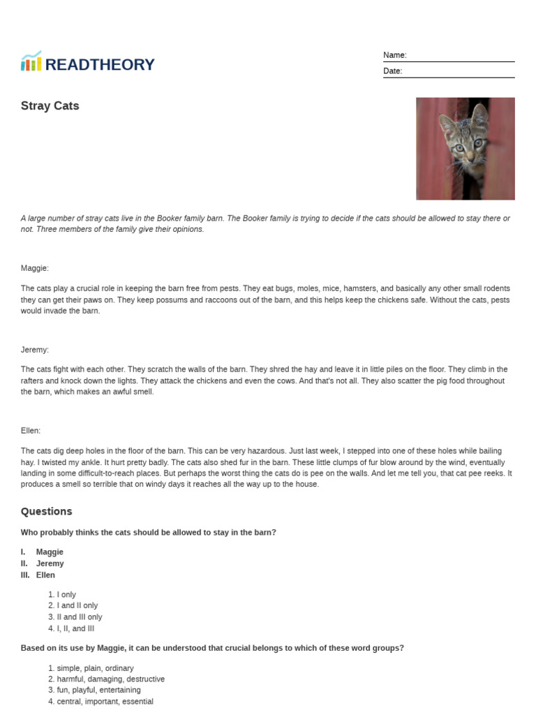 Stray Cats in the Booker Barn Debate | PDF | Cats | Zoology